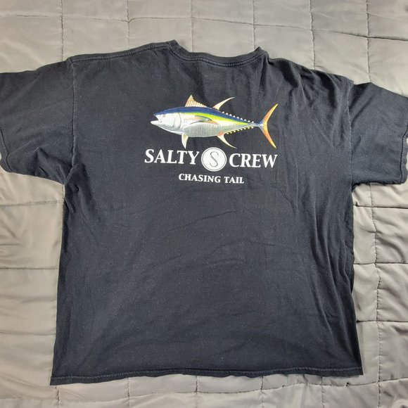 Salty Crew Mens 2Xl Black Short Sleeve T Shirt Chasing Tail Fish Fishing Casual - Picture 1 of 11